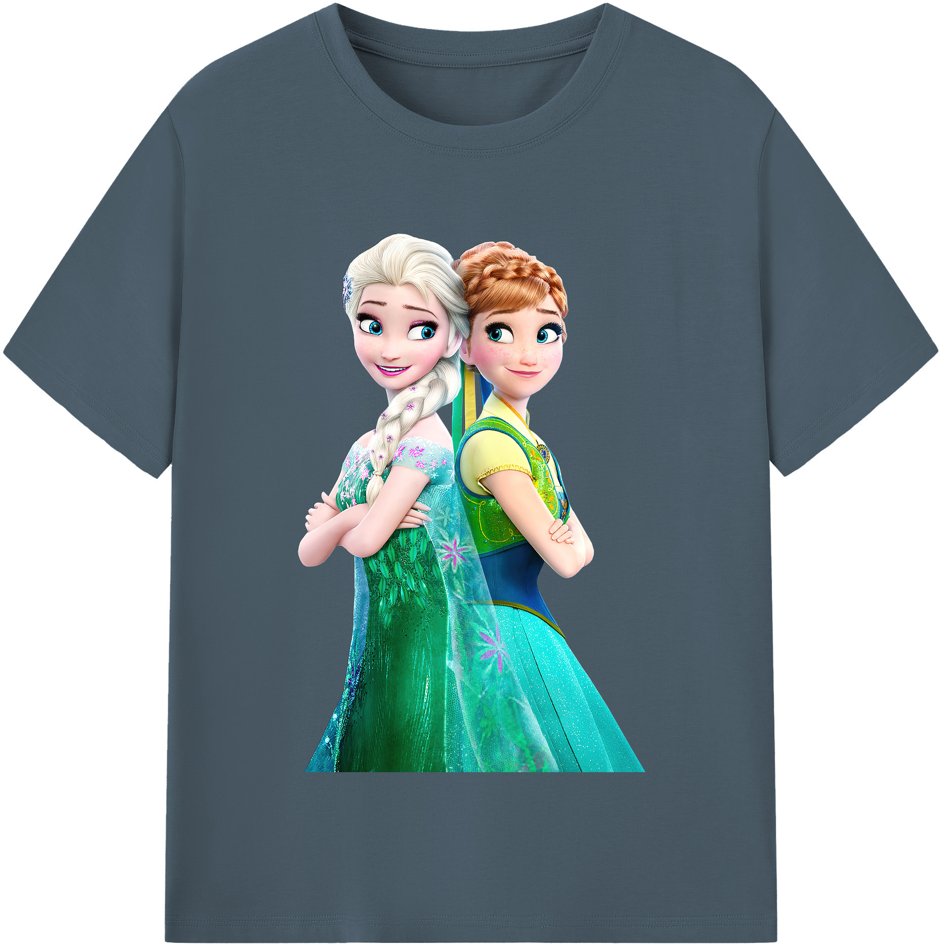 （画像用） アナと雪の女王 アンナ エルサ Frozen Anna Elsa 綿100％半袖Tシャツ（フロントプリント）